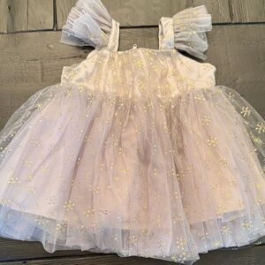 Popatu Grey and Gold Tulle Dress
